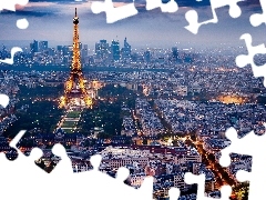 Miasta, Paryż, Eiffla, Widok, Wieża