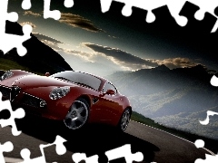 Chmury, Droga, Czerwona, Alfa Romeo