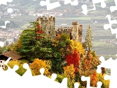 Panorama, Jesień, Ruiny, Zamku