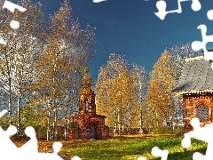 Jesień, Drzewa, Świątynia, Zdobienia