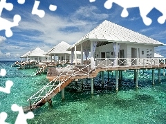 Malediwy, Tropiki, Morze, Domki