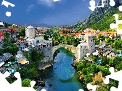 Mostar, Miasteczko, Rzeka, Bośnia i Hercegowina, Most