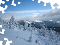 Zima, Śnieg, Góry, Drzewa