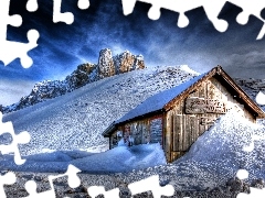 Śnieg, Chata, Zima, Góry