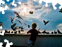 Ptaki, Niebo, Dziecko