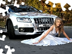 Kobieta, Piękna, Audi S5, Chrom