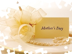 Dzień Matki, Karteczka, Wstążka, Perły