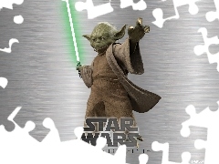 laser, mistrz Yoda, napis, dłoń, Star Wars