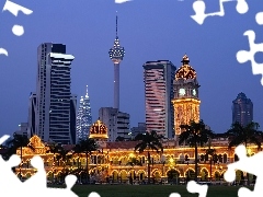 Malezja, Światła, Kuala Lumpur, Budynki