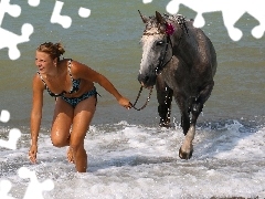 Kobieta, Koń, Morze