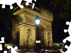 Noc, Francja, Łuk Triumfalny, Paryż