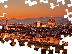Miasta, Panorama, Katedra, Włochy, Florencja