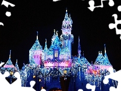 Święta, Światła, Disneyland, Zamek
