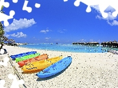 Malediwy, Plaża, Ocean, Łódki