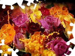 Kolorowych, Róż, Bukiet