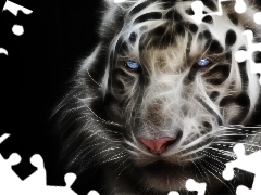 Tygrys, 3D, Biały