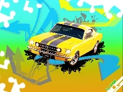 Ford Mustang, Rysunek, Żółty