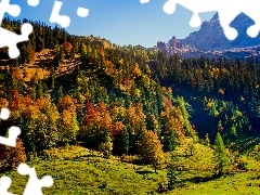 Góry, Karwendel, Jesień, Austria, Lasy, Tyrol
