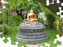 Bali, Ogród, Posąg, Budda