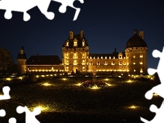 Noc, Francja, Zamek, Chateau De Valencay