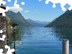 Woda, Szwajcaria, Gandria, Góry, Lugano