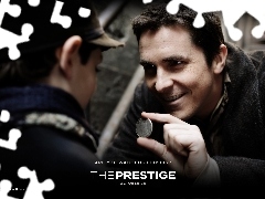 chłopiec, moneta, The Prestige, Christian Bale