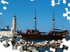 Retymnon, Port, Statek, Kreta, Galera