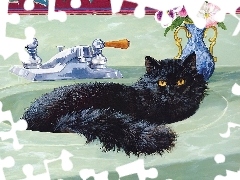 Kot, Umywalka, Czarny
