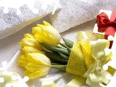 Pościel, Prezent, Żółte, Tulipany
