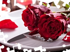 Walentynki, Świece, Róże, Płatki