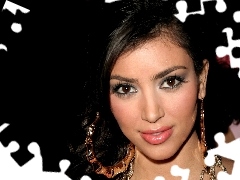 twarz, kolczyki , Kim Kardashian, Kobieta