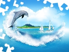 Chmury, Morze, Delfin