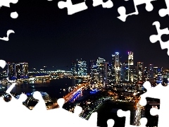 Światła, Noc, Singapur, Miasto