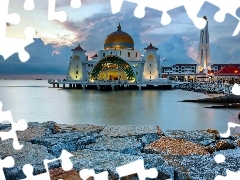 Malezja, Skały, Morze, Meczet