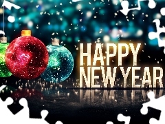 Bombki, Happy New Year, Nowy Rok