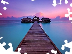 Molo, Malediwy, Hoteliki, Tropiki, Zachód Słońca, Morze