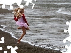 Plaża, Morze, Dziewczynka