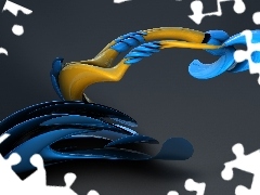 Niebieski, Żółty, Grafika 3D