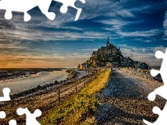 Droga, Mont Saint-Michel, Francja, Opactwo św. Michała Archanioła, Wyspa