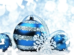 Niebieskie, Świąteczna, Śnieg, Boże Narodzenie, Dekoracj