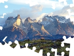 Góry Cordillera del Paine, Patagonia, Drewniane, Park Narodo