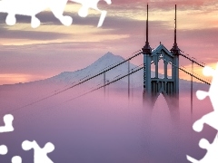 Stany Zjednoczone, Mgła, Portland, Stan Oregon, Most St. Johns Bridge