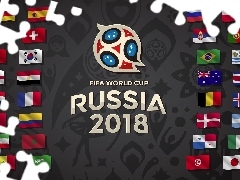 Mundial, Mistrzostwa Świata, Flagi, Logo, Piłka nożna, Rosja 2018