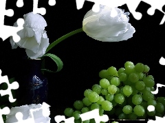 Białe, Zielone, Winogrona, Tulipany