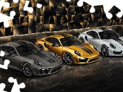 Złoty, Biały, Porsche 911 Turbo S Exclusive, Czarny, Trzy