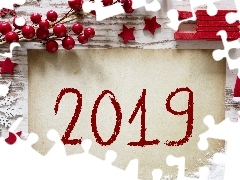 Nowy Rok, Ozdoby, Kartka, 2019