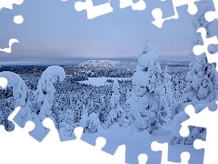Laponia, Rezerwat, Góry, Valtavaara, Śnieg, Finlandia, Zim