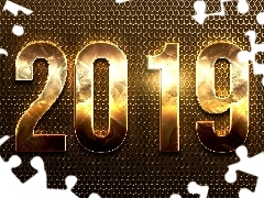 Nowy Rok, Cyfry, Złote, 2019