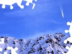 Samolot, Niebo, Zima, Śnieg, Góry