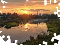 Zachód słońca, Rzeka, Cerkiew